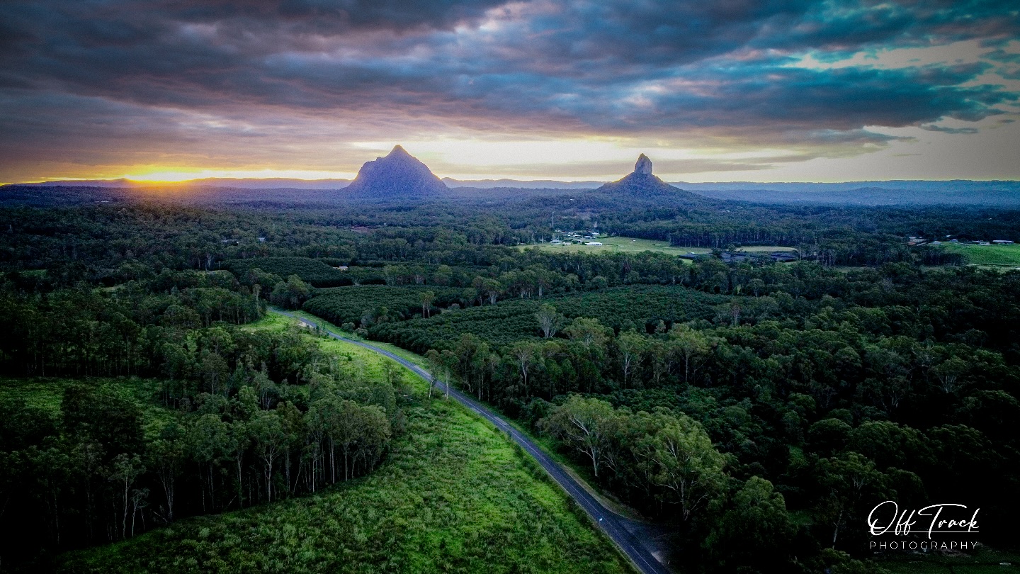 Sunset on Glasshouse Mountains